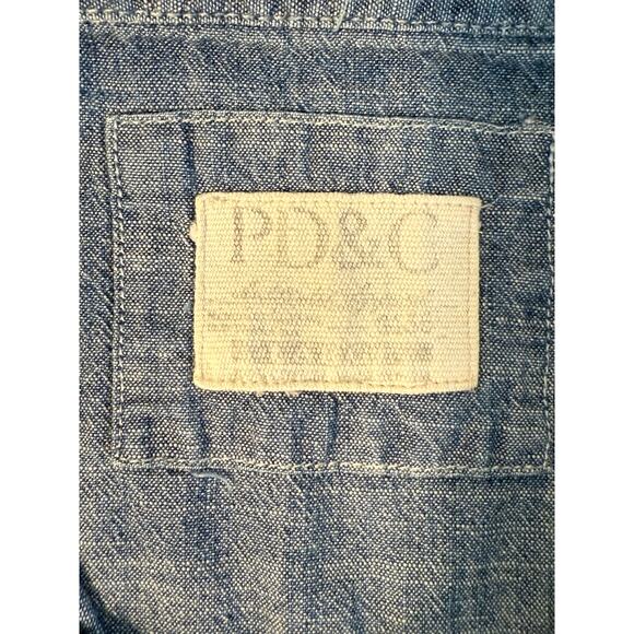 PD&C Denim Snap Button Western Shirt Men’s Medium Chambray Vintage Look - Picture 2 of 9